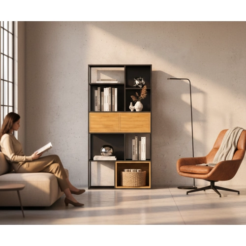 REGAŁ NA KSIĄŻKI METALOWE DREWNO LITE DĄB JESION OLCHA RNK-170